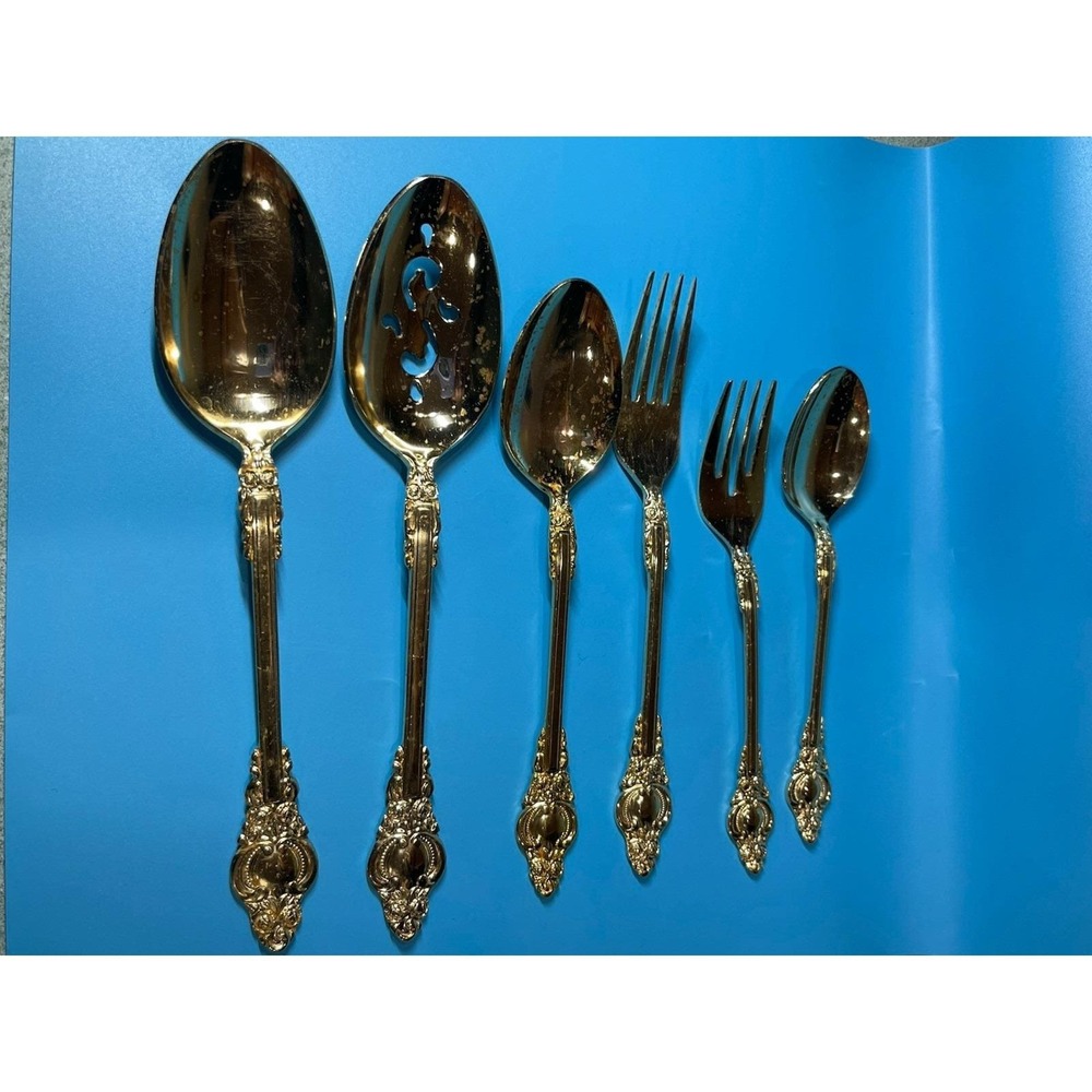 Vintage supreme cutlery stainless japan Gold Embossed Elegant Lot Flatware